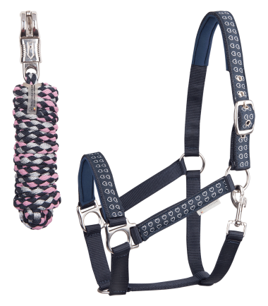 Silver Hearts headcollar and leadrope set
