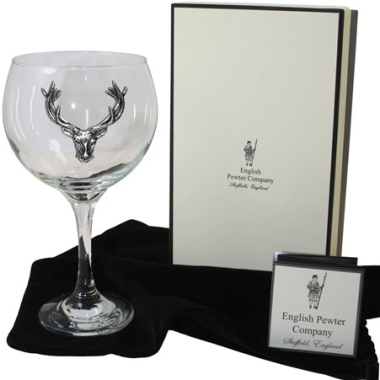 English Pewter 620ML Pewter Stag Head Gin Glass