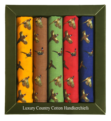 Cotton Pheasant Handkerchiefs - Boxed Set