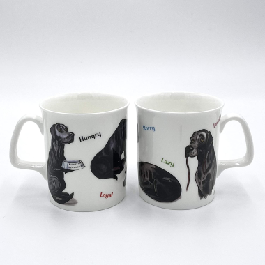 Bryn Parry bone china mug - Black Labrador