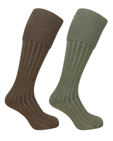Hoggs of Fife 1902 Plain Turnover Top Stockings (Twin Pack)