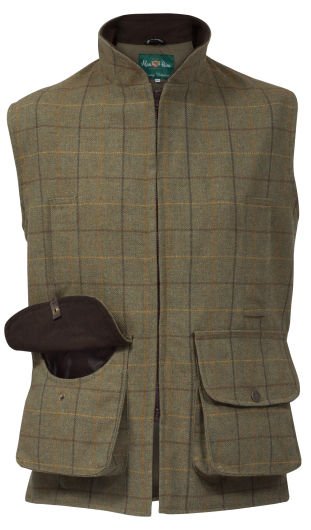 Alan Paine Rutland Tweed Waistcoat - Dark Moss