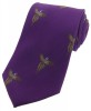 Woven Silk Tie - Pheasants in Flight (Purple)
