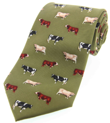 Printed Silk Tie - Cattle