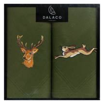 Stag/Hare Embroidered Handkerchief Set