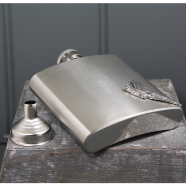 English Pewter 6oz Stainless Steel Hip Flask