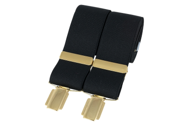 Dalaco Black Plain Braces 35mm gold clip