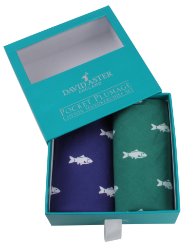 Dalaco Green & Blue Fish Print Cotton Handkerchief Set