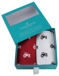 Dalaco Red & White Tractor Print Cotton Handkerchief Set