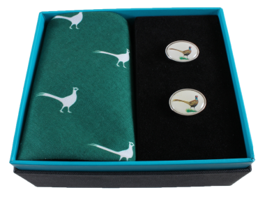 Dalaco Pheasant Handkerchief & Cufflink Set