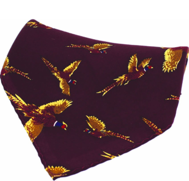 Silk Pocket Square - Wine Flying Pheasant