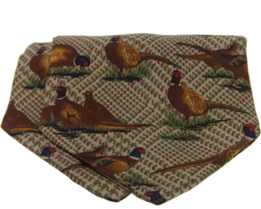 Country Silk Cravat - Pheasant on Tweed Ground