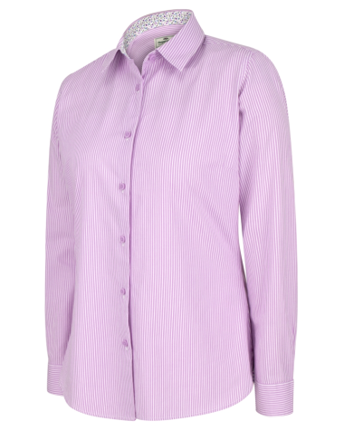 Hoggs of Fife Bonnie 11 Ladies Cotton Shirt-Lavender Stripe