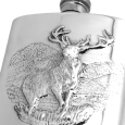 6oz EMBOSED STAG FLASK PEWTER