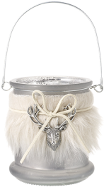 Silver Candle Jar with Faux Fur