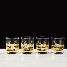Stag Engraved Style Glass Tumbler Gift Set (Set of 4)