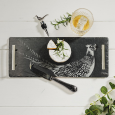 Pheasant Tray, Cheese Knife & Pheasant Bottle Stopper Gift Set