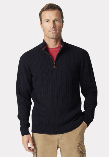 Byford Cable Knit Zip Neck Jumper
