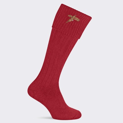 Pennine Stalker Shooting Socks With Pheasant Logo - Rouge